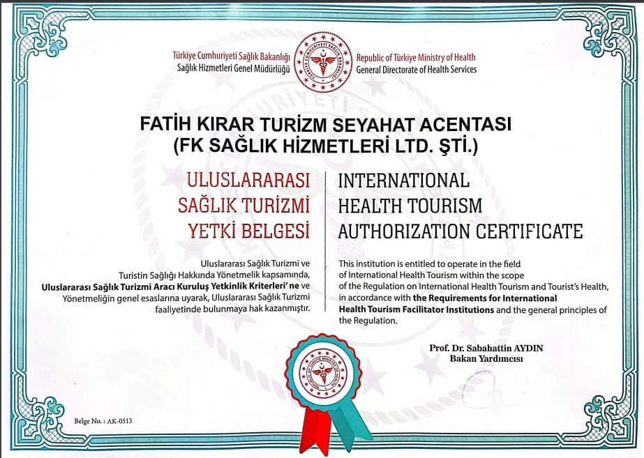 Uluslararası sağlık turizmi yetki belgesi